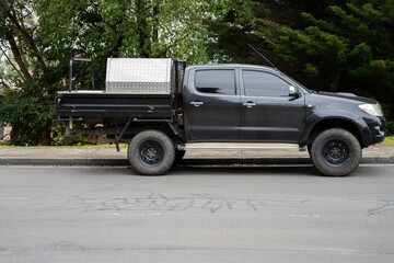 tradie truck with tools. tool box on the tray of a ute