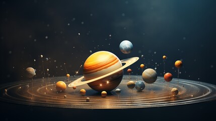 a model of a planet with a cluster of planets. Generative AI