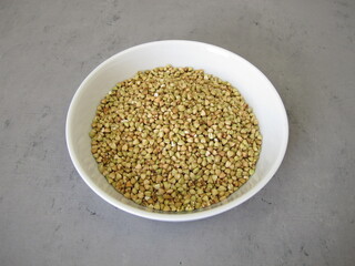 Buckwheat: hulled buckwheat grains in a bowl