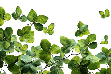 Realistic branch of birch with dew and green leaves isolated on PNG Background. Generative Ai.