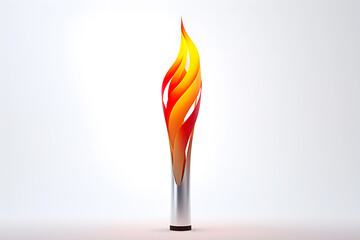 Illustration of sport Olympic torch symbol of Olympiad isolated on white background. Olympic flame is burning. - obrazy, fototapety, plakaty