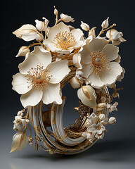 Elegant White and Gold Floral Arrangement in a Vase