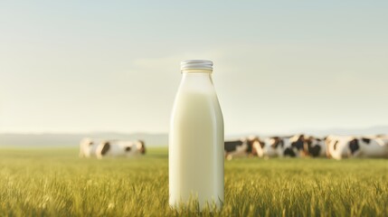 A fresh, nonhomogenized glass of milk prominently displaying a rich, creamy top layer, indicative of highquality, ecofriendly dairy farming practices.