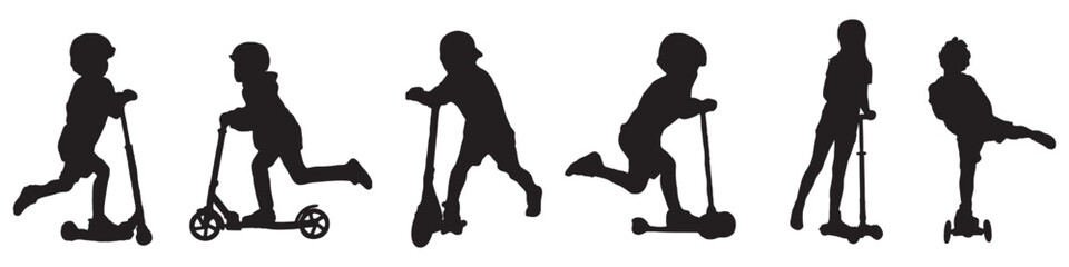 Fototapeta na wymiar silhouette of toy playing scooter