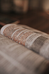 old book on wooden table bible