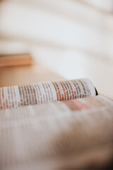 old book on wooden table bible