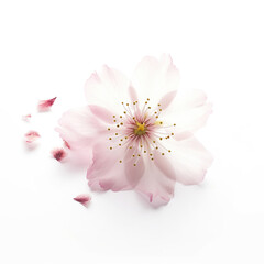 Macro Shot of  Pink Cherry Blossom Against  White Background