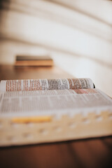 old book on wooden table bible