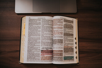 old book on wooden table bible