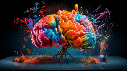 Vibrant Colorful Abstract Human Brain - A Creative Representation of Creativity and Imagination