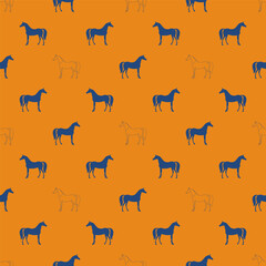 Arabian horse on a seamless vector pattern