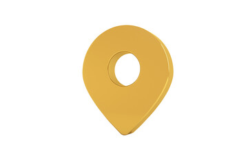 golden 3d pin isolated on transparent background, 3d render,