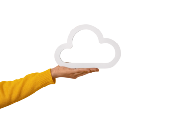 hand holding cloud icon isolated on transparent background