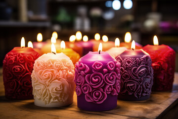 Lovingly sculpting heart-themed candles for a homemade Valentines Day tribute 
