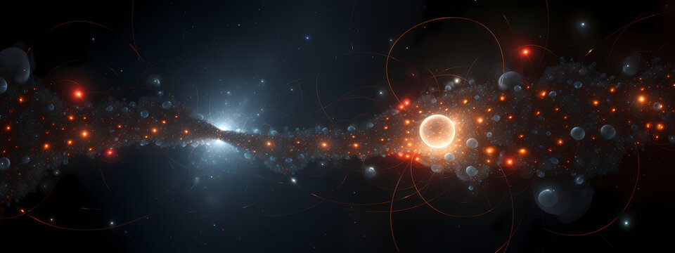 A conceptual image of a quantum entanglement with particles interconnected through space and time