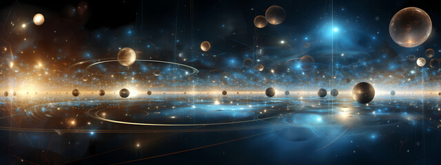A conceptual image of a quantum entanglement with particles interconnected through space and time