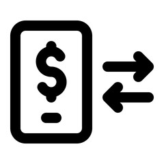 Mobile banking icon with outline style.