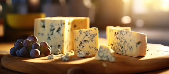 Poster Cheese collection, gorgonzola and blue roquefort close up © Randu