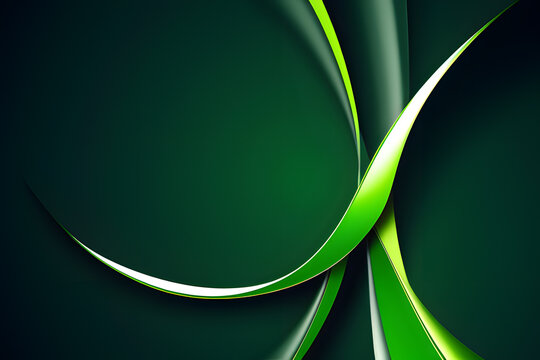 Abstract vector wavy lines flowing smooth curve dark green gradient color in concept of luxury, technology, modern.