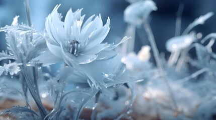 Frosty ice flowers. 