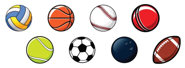 Zelfklevend Fotobehang various cartoon stylized american sports balls © Marty's Art