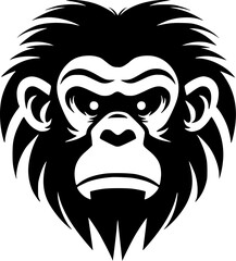 Monkey - Black and White Isolated Icon - Vector illustration