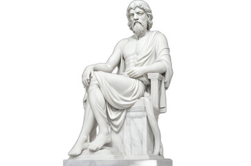 Marble statue of philisopher Socrates isolated on plain white background from Generative AI