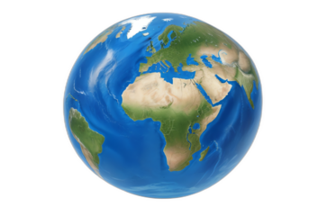 Planet earth isolated on plain white background. from Generative AI