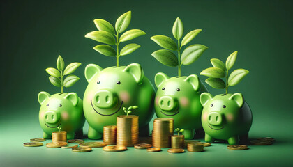 green piggy bank