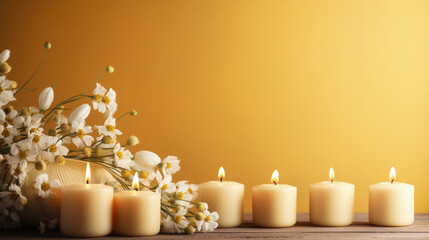 Decorating Paschal/Easter Vigil candles background with empty space for text  - obrazy, fototapety, plakaty
