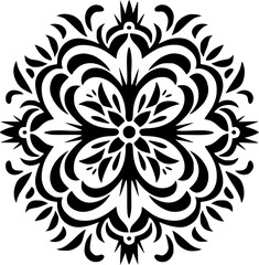 Mandala - Black and White Isolated Icon - Vector illustration