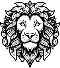 Obraz premium Lion | Black and White Vector illustration