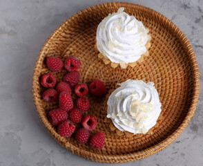mini cake basket with meringue cream