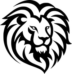 Lion - Black and White Isolated Icon - Vector illustration
