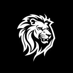 Obraz premium Lion - Black and White Isolated Icon - Vector illustration