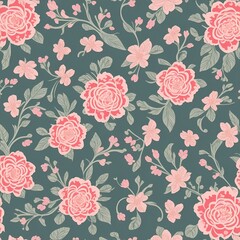 Fototapeta na wymiar beautiful floral flower seamless pattern background for premium product ai generated