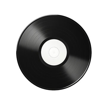 Top view of a old music vinyl isolated on a cutout PNG transparent background
