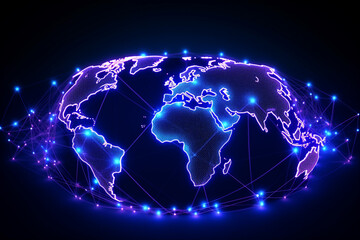 Fototapeta na wymiar Global world network and telecommunication on earth