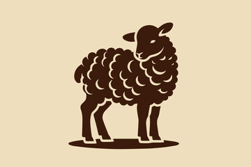 Modern lamb logo. Brown and beige colors. Simple design - obrazy, fototapety, plakaty