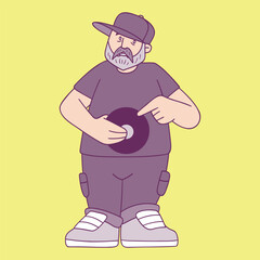illustration of a DJ character. comic vector.