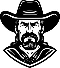 Cowboy - Black and White Isolated Icon - Vector illustration