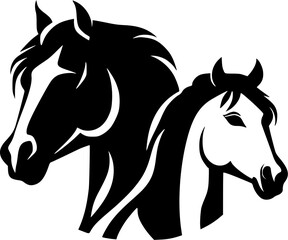 Horses - Minimalist and Flat Logo - Vector illustration