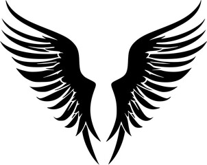 Obraz premium Angel Wings - Black and White Isolated Icon - Vector illustration