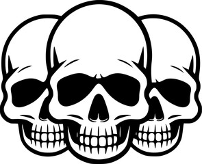 Skulls - Black and White Isolated Icon - Vector illustration