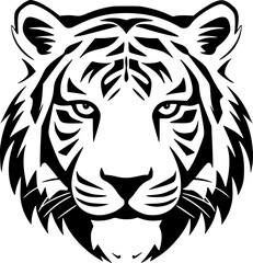 Tiger - Black and White Isolated Icon - Vector illustration