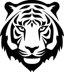 Tiger - Black and White Isolated Icon - Vector illustration