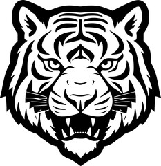 Tiger | Black and White Vector illustration