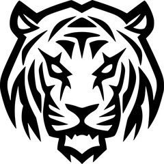 Tiger - Black and White Isolated Icon - Vector illustration