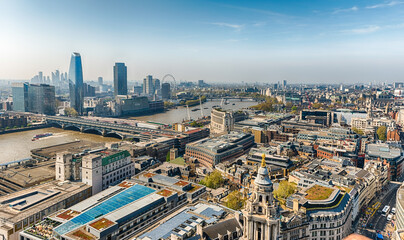 Naklejka na ściany i meble Aerial view with the city skyline of London, England, UK