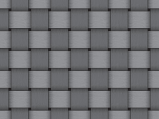 Vector texture gray textured intertwined grid. Black background.